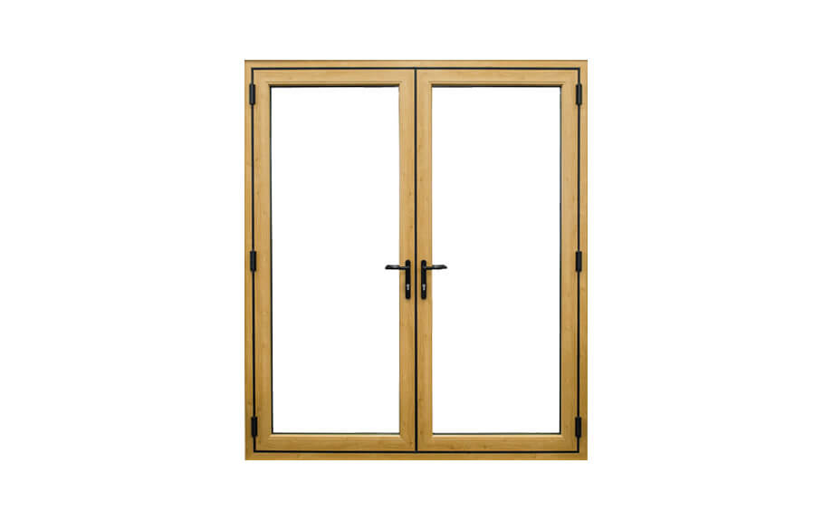 Oak effect PVCu french door frame